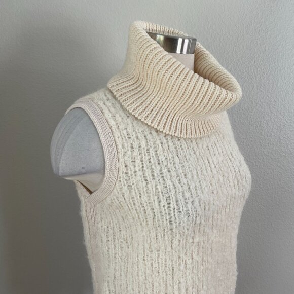 Rag & Bone Womens XXS Adele Ivory Wool Blend Turtleneck Sleeveless Sweater - Picture 3 of 11